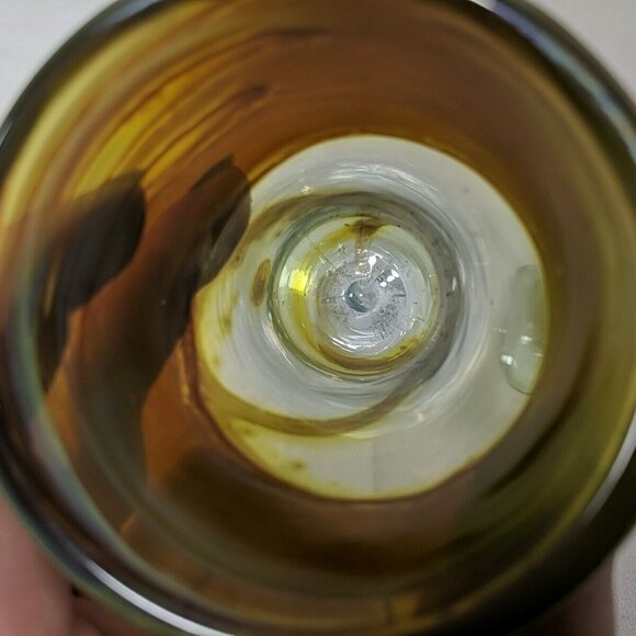 David Paterson 1995 2 Set Art Glass Pedestal Wine Goblets Blown Vintage Canadian - Picture 13 of 13